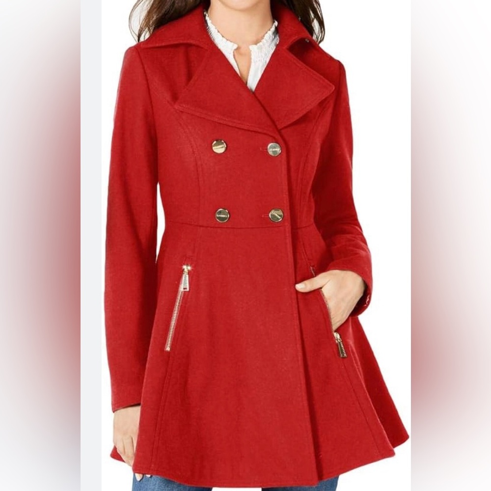 Women’s Red Wool Blend Coat by Laundry by Shelli Segal (Size Large)